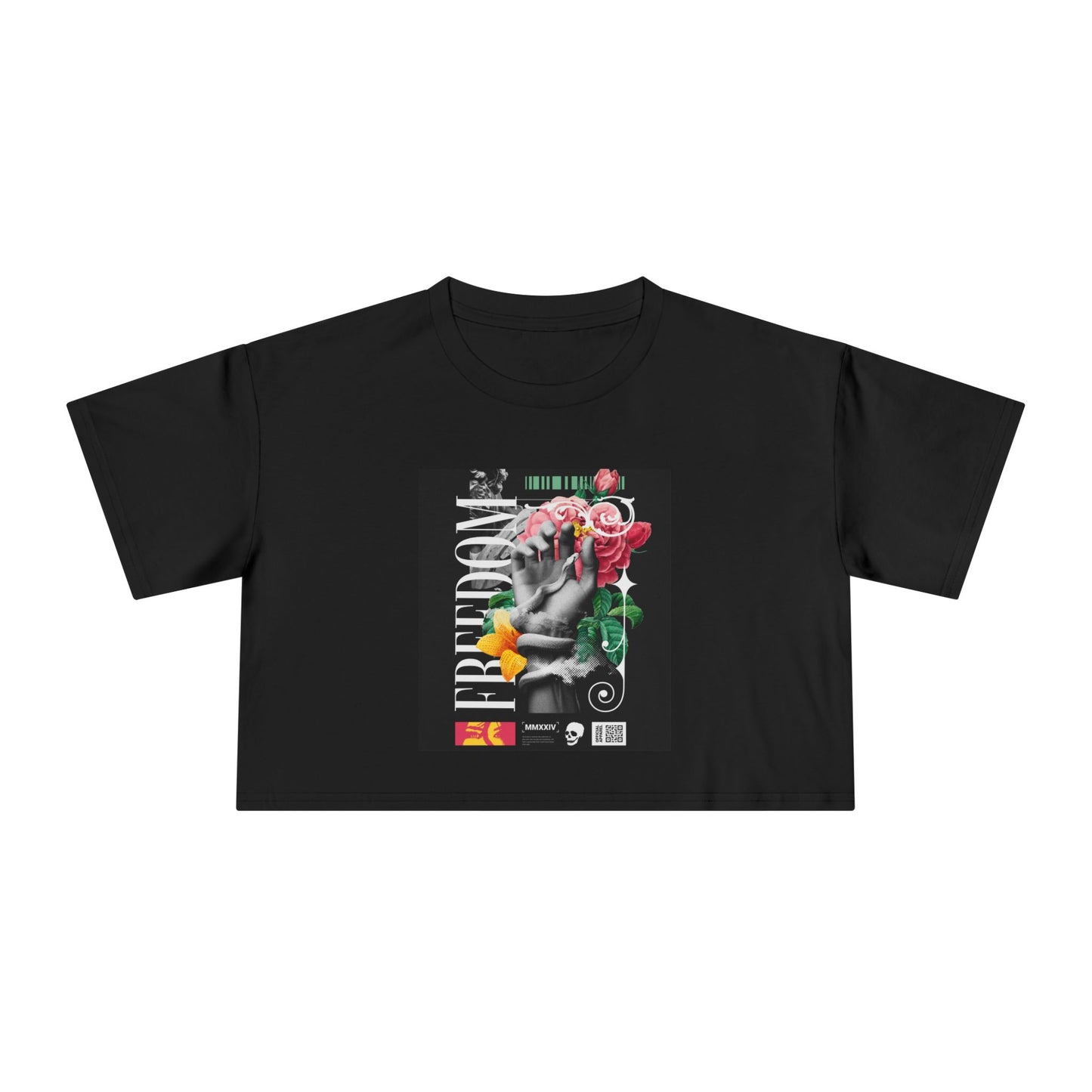 Freedom Graphic Women's Crop Tee - Trendy Crop Top, Summer Fashion, Statement Shirt