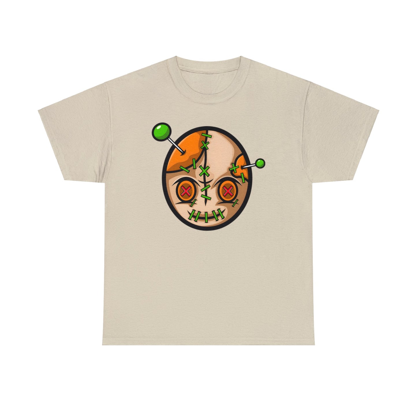 Camiseta unisex de algodón pesado - Cara vudú con alfileres