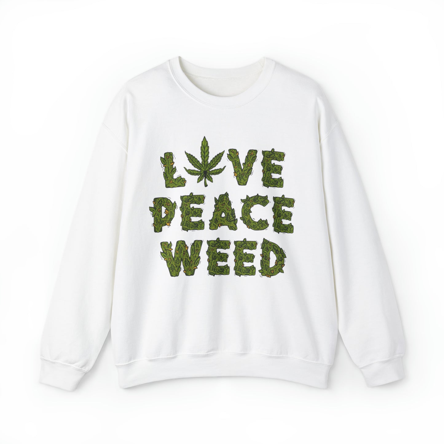 Sudadera unisex con cuello redondo Heavy Blend™ - Love Peace Weed