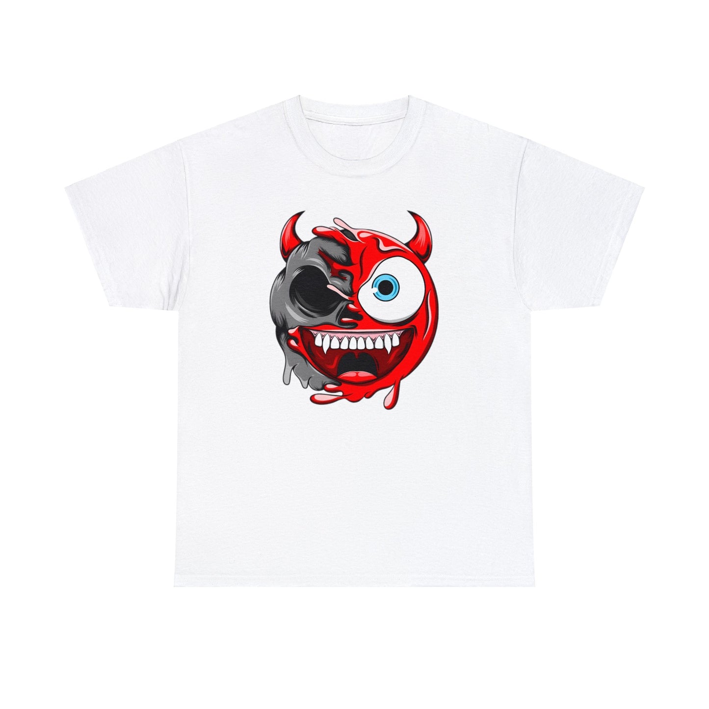 Camiseta unisex de algodón pesado - Expresión confusa con cara de diablo