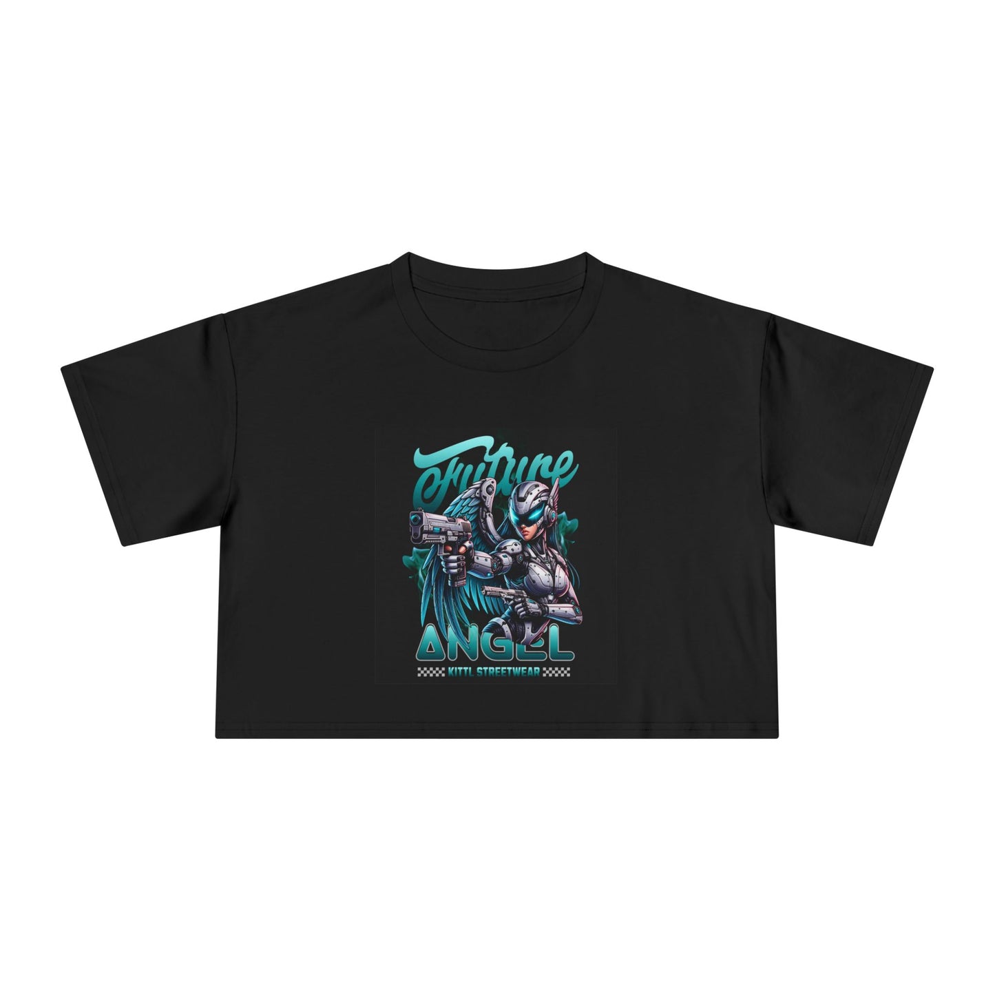 Future Angel Women's Graphic Crop Tee - Custom Graphic Tee, Street Style Shirt, Trendy Crop Top