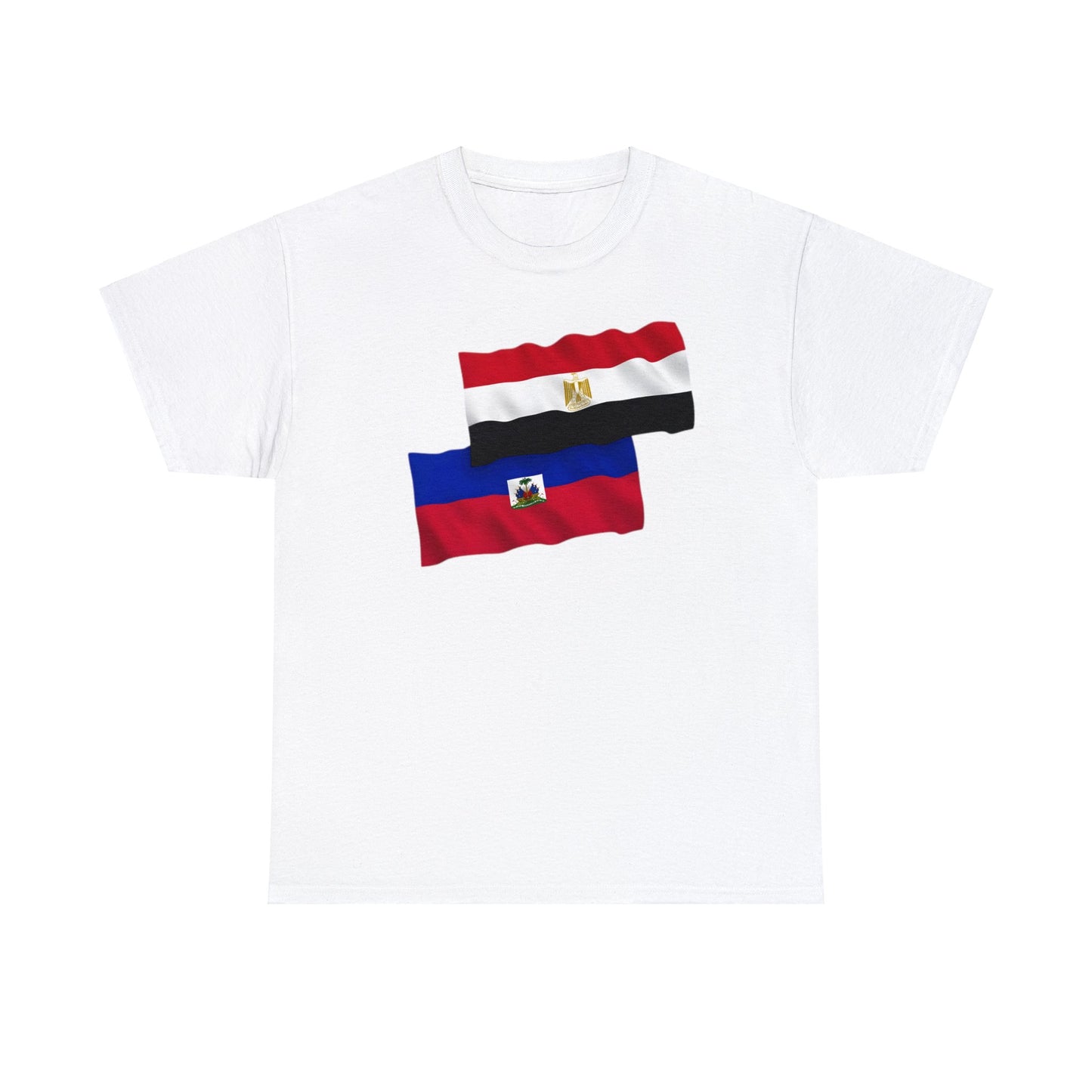 Unisex Heavy Cotton Tee - Flags of Republic Haiti and Egypt