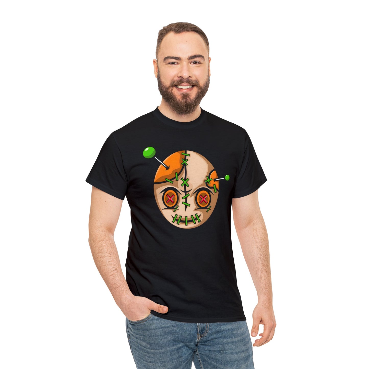 Camiseta unisex de algodón pesado - Cara vudú con alfileres