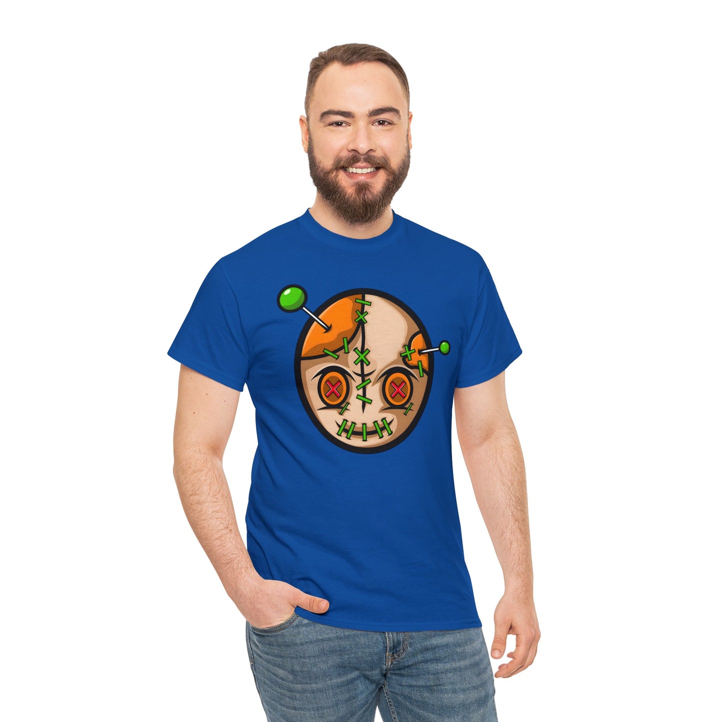 Camiseta unisex de algodón pesado - Cara vudú con alfileres