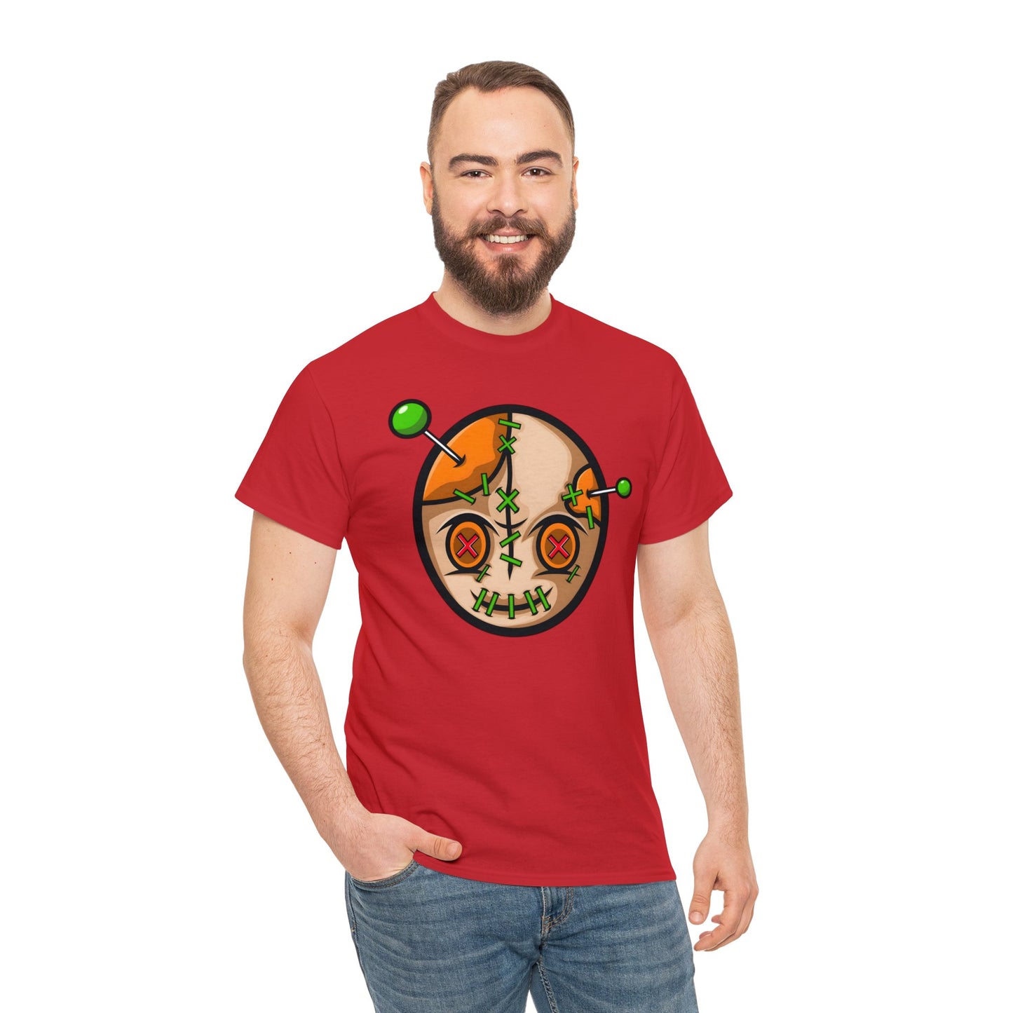 Camiseta unisex de algodón pesado - Cara vudú con alfileres