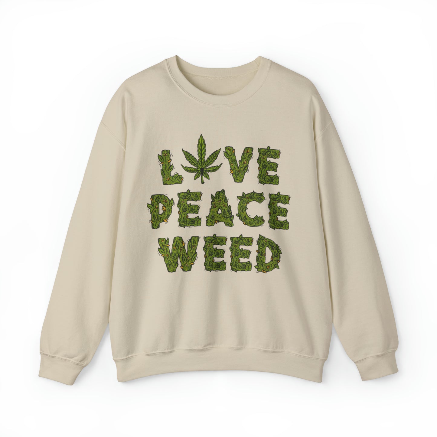 Sudadera unisex con cuello redondo Heavy Blend™ - Love Peace Weed