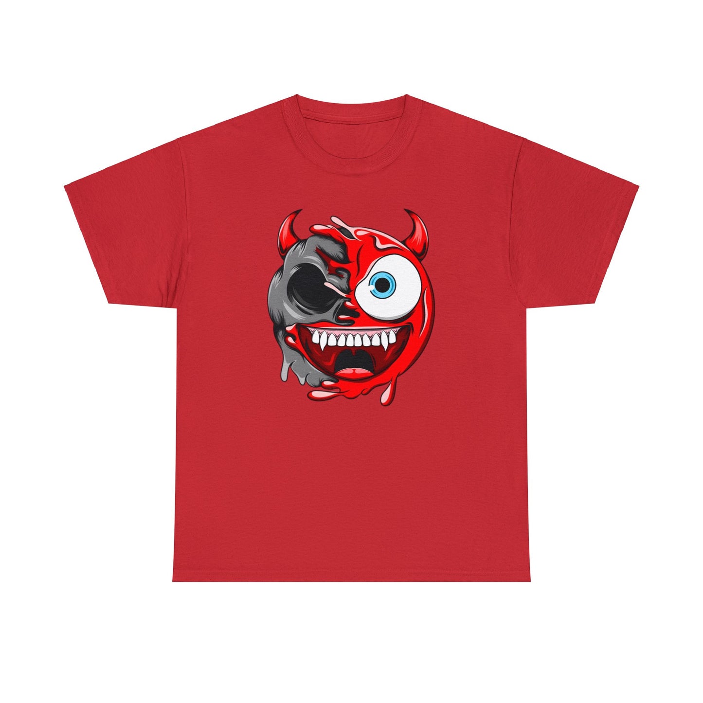 Camiseta unisex de algodón pesado - Expresión confusa con cara de diablo
