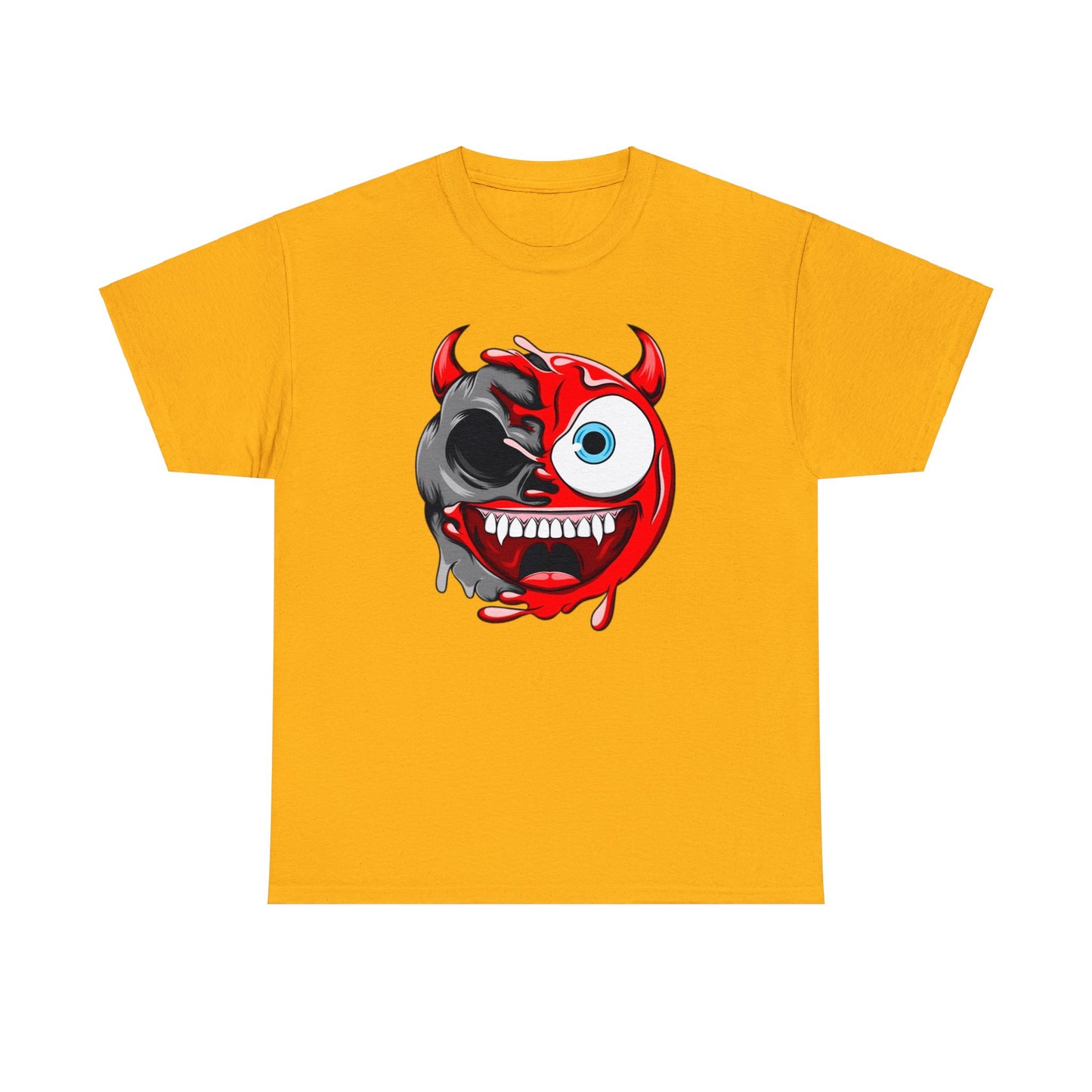 Camiseta unisex de algodón pesado - Expresión confusa con cara de diablo