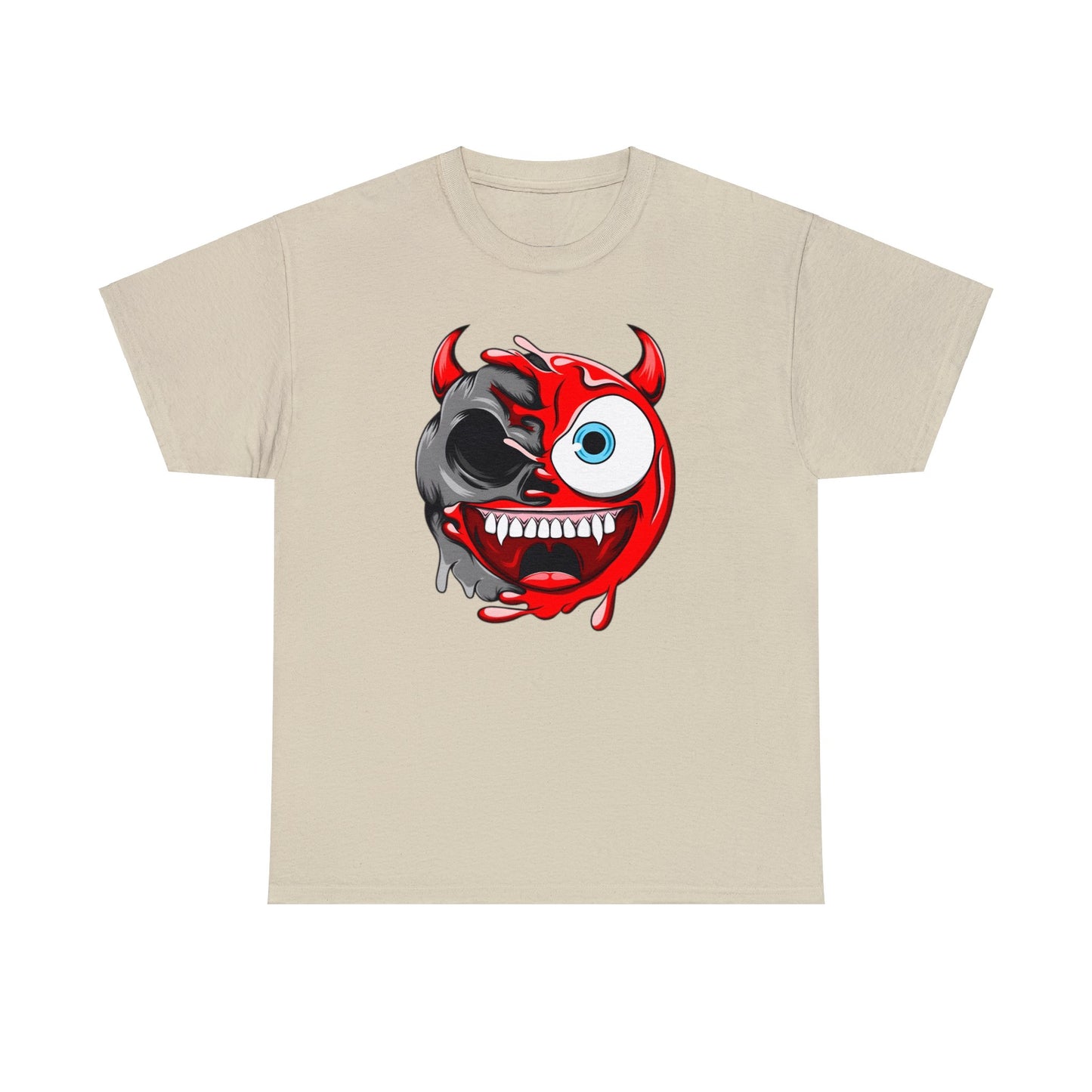 Camiseta unisex de algodón pesado - Expresión confusa con cara de diablo