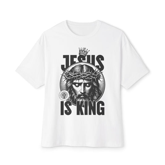 Jesus is King Oversized Tee - Christian T-Shirt, Unisex Faithwear, Religious Clothing