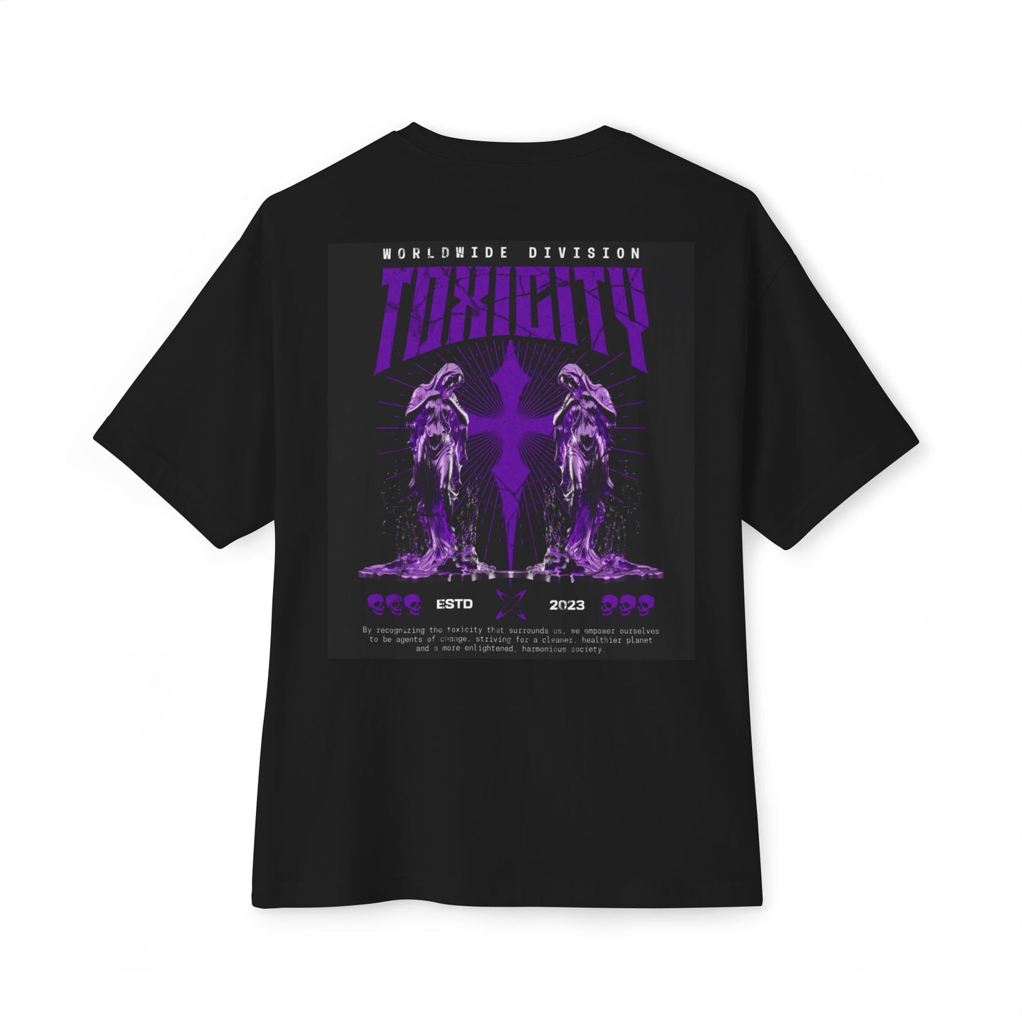 Unisex Oversized Tee with Toxicity Graphic - Casual Streetwear, Festival Outfit