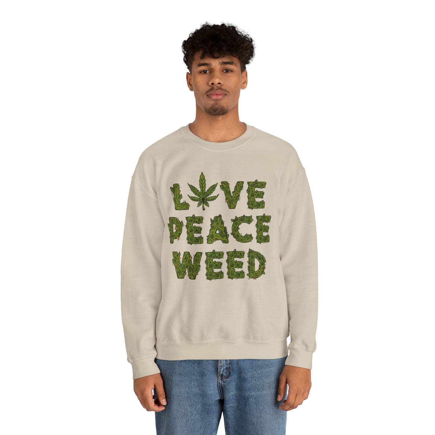 Sudadera unisex con cuello redondo Heavy Blend™ - Love Peace Weed