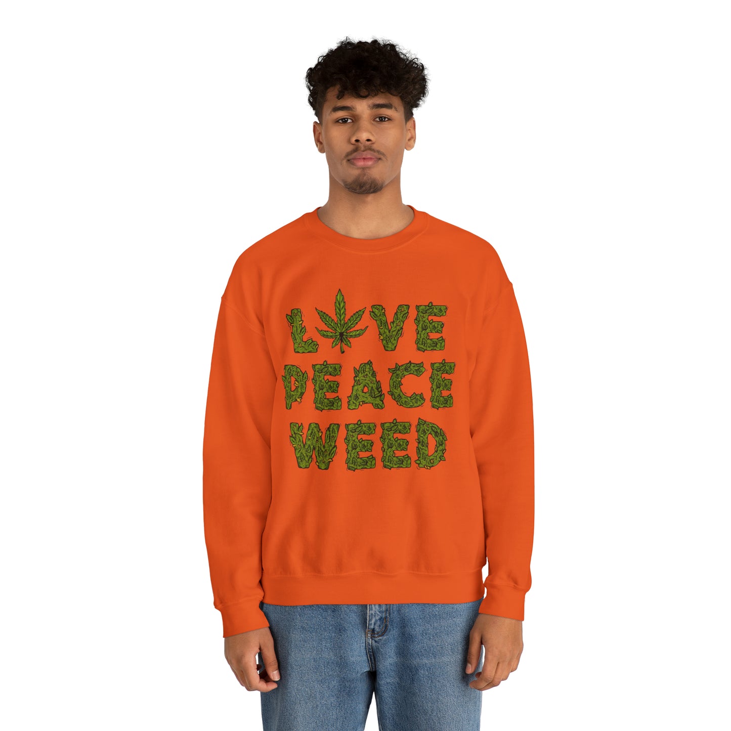 Sudadera unisex con cuello redondo Heavy Blend™ - Love Peace Weed