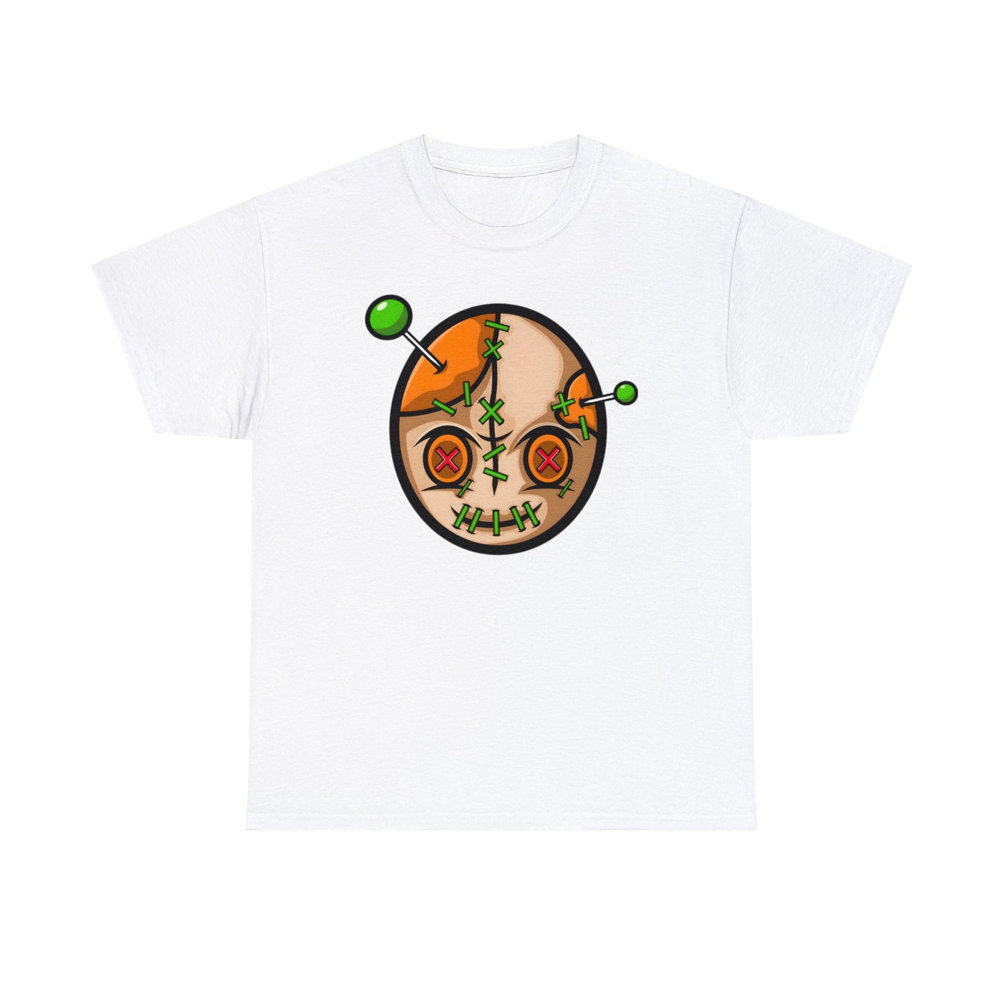 Camiseta unisex de algodón pesado - Cara vudú con alfileres