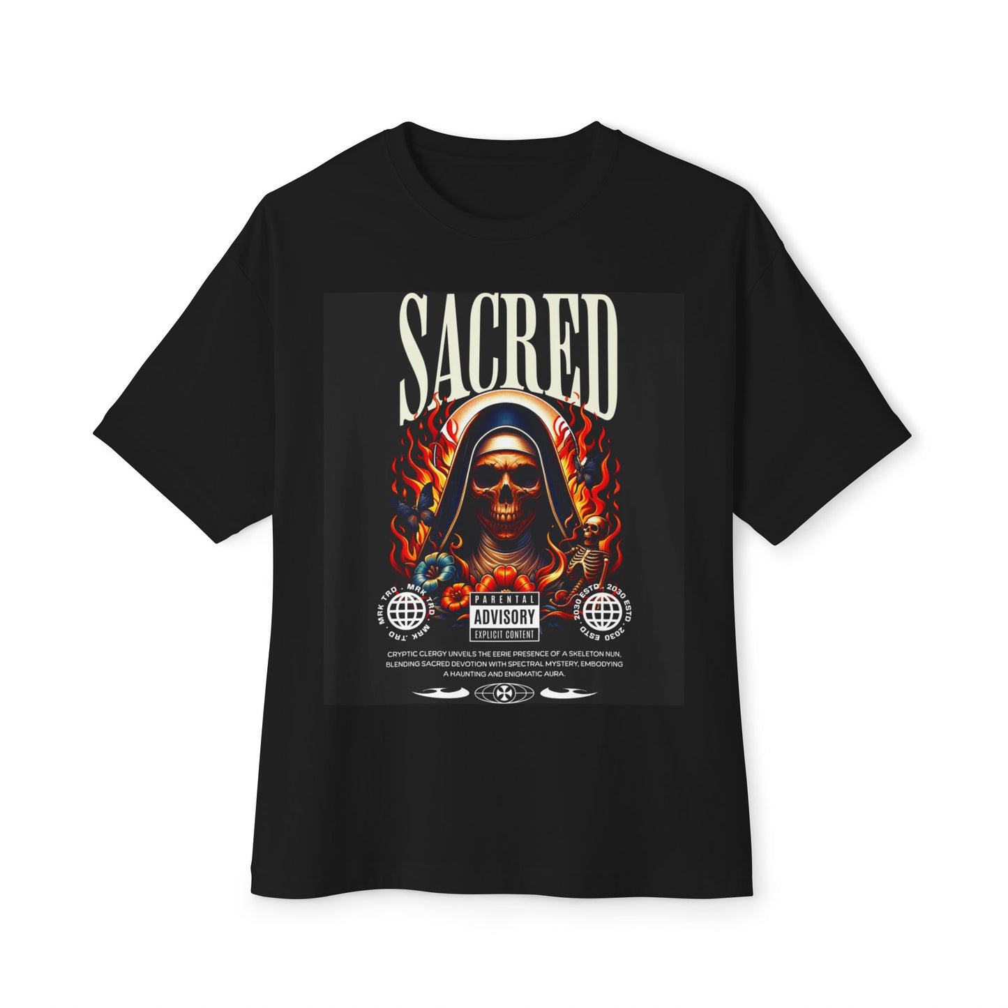 Sacred Skull Graphic Unisex Boxy Tee - Alternative Fashion, Streetwear