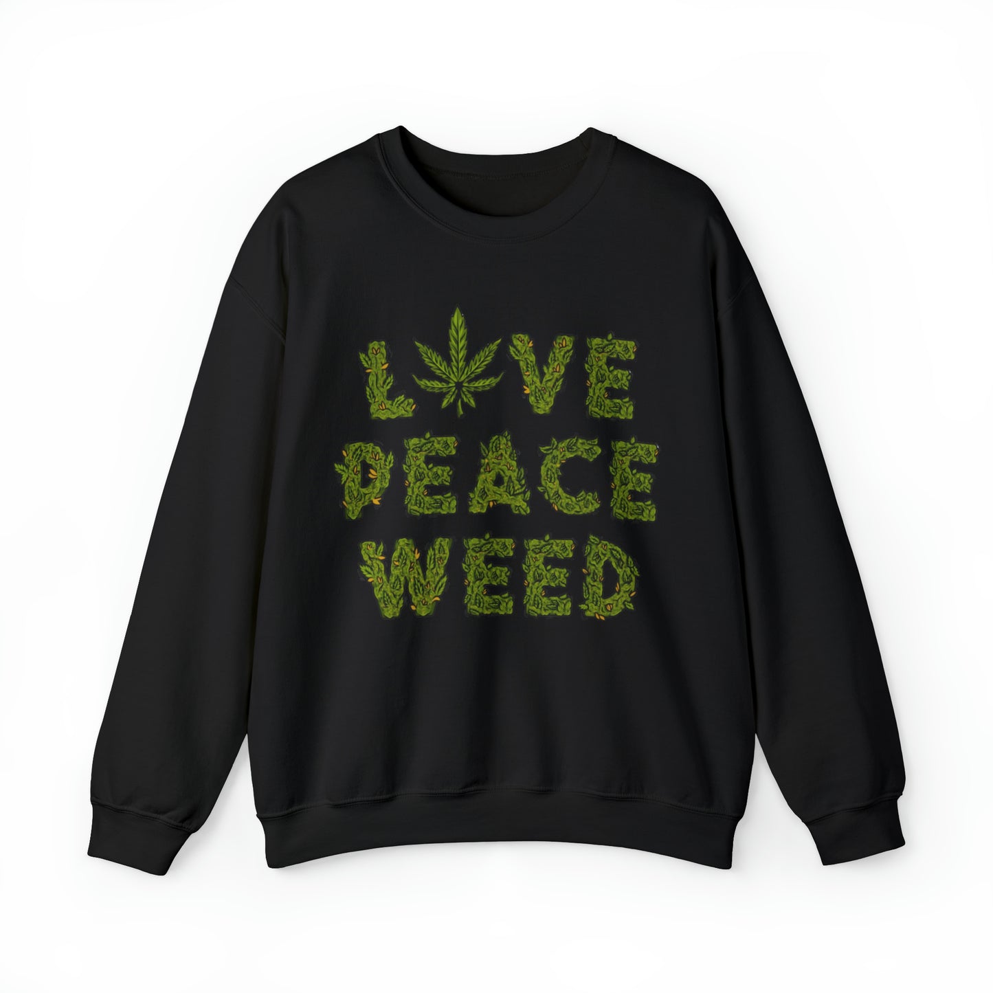 Sudadera unisex con cuello redondo Heavy Blend™ - Love Peace Weed