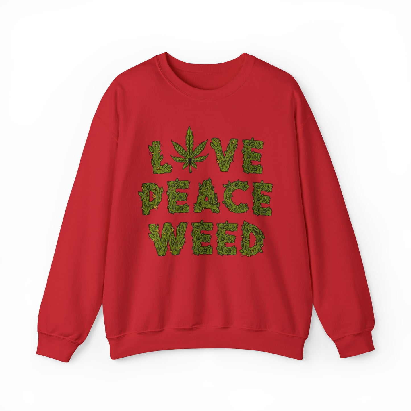 Sudadera unisex con cuello redondo Heavy Blend™ - Love Peace Weed