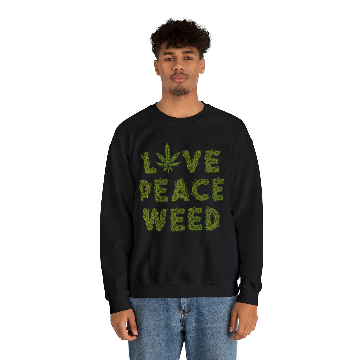 Sudadera unisex con cuello redondo Heavy Blend™ - Love Peace Weed
