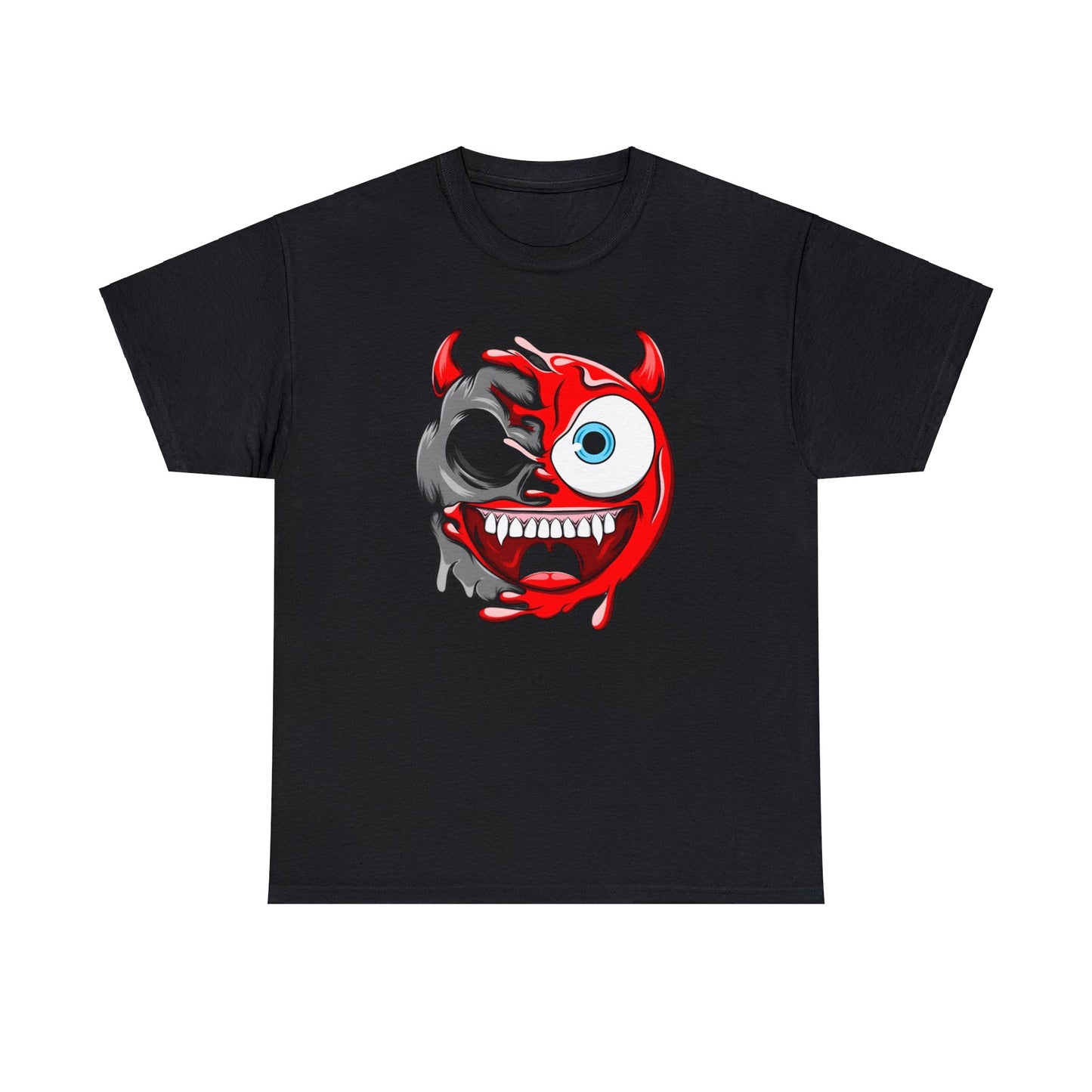 Camiseta unisex de algodón pesado - Expresión confusa con cara de diablo
