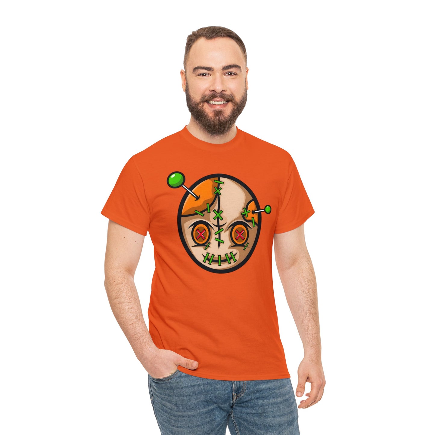 Camiseta unisex de algodón pesado - Cara vudú con alfileres
