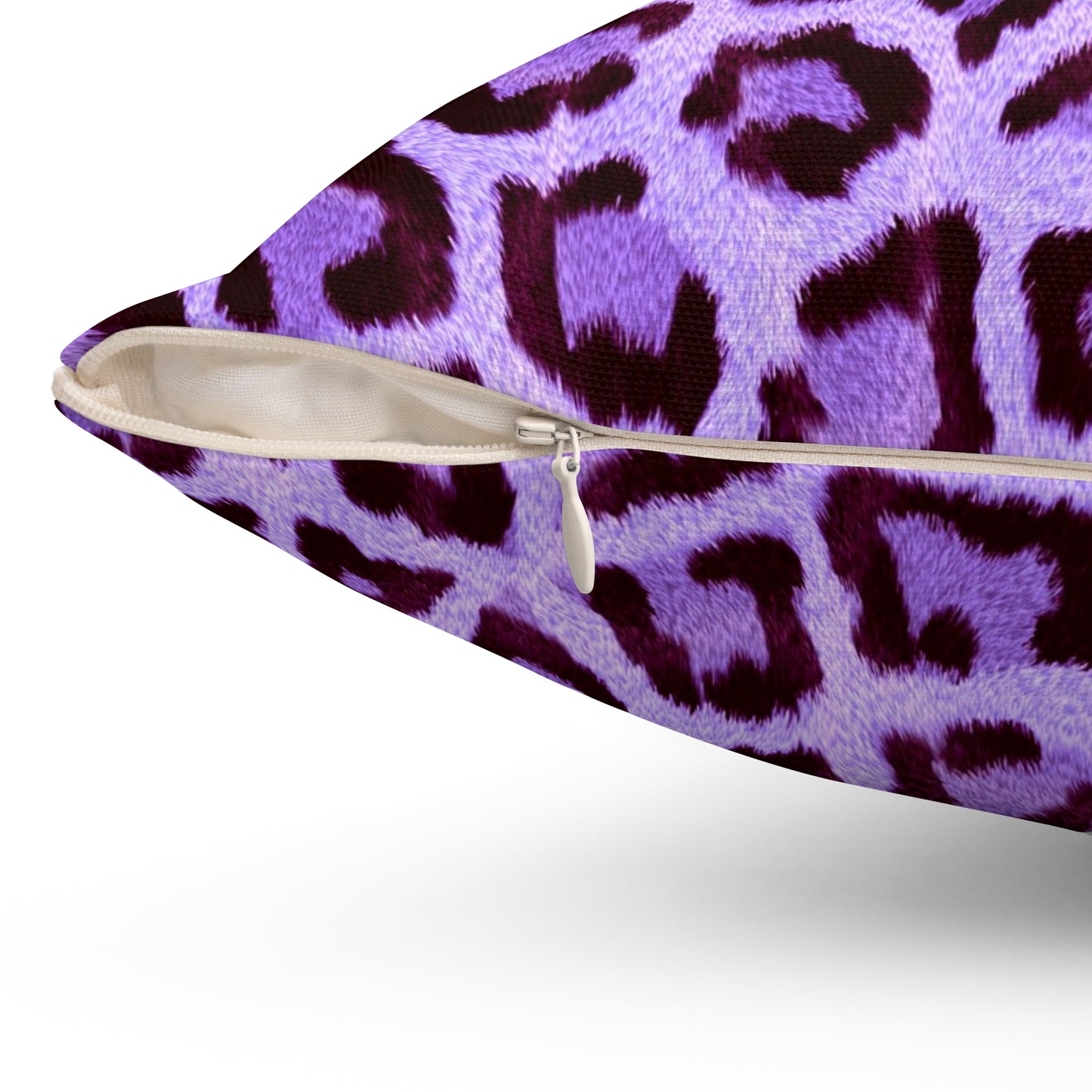 Almohada cuadrada de poliéster hilado - Textura Violeta Leopardo