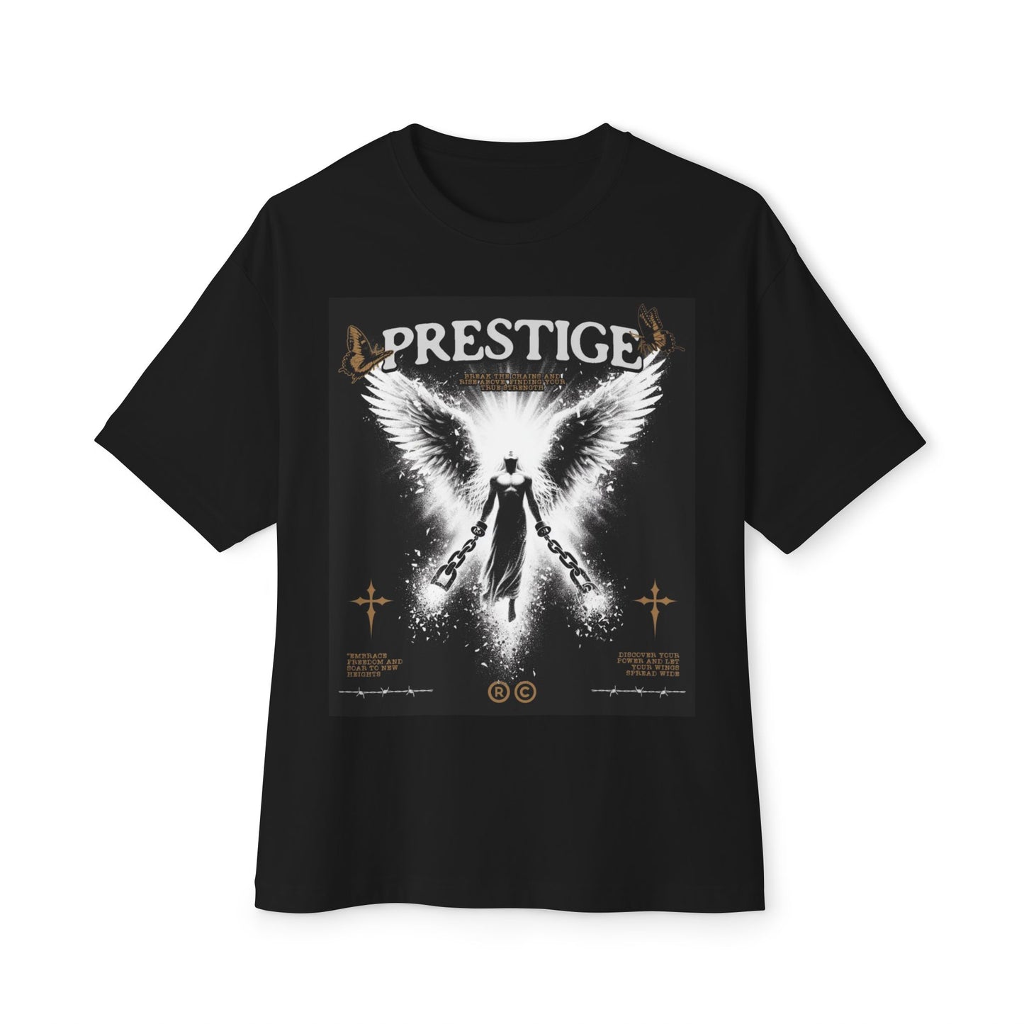 Unisex Oversized Boxy Tee with Angel Graphic, Casual Streetwear
