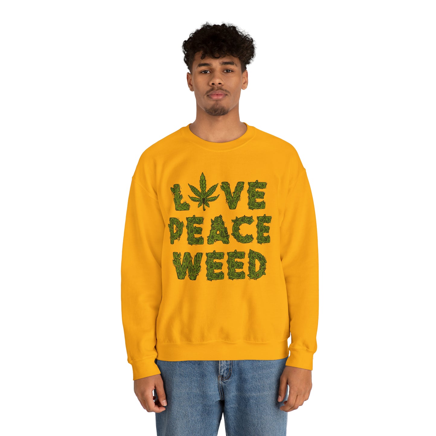 Sudadera unisex con cuello redondo Heavy Blend™ - Love Peace Weed