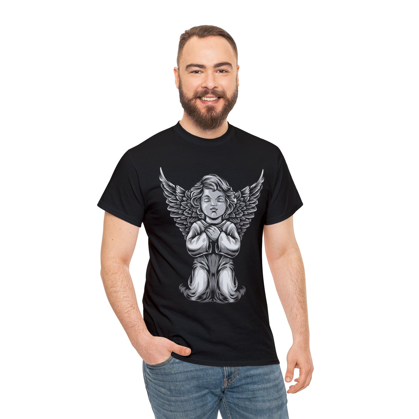 Camiseta unisex de algodón pesado - Estatua del ángel bebé