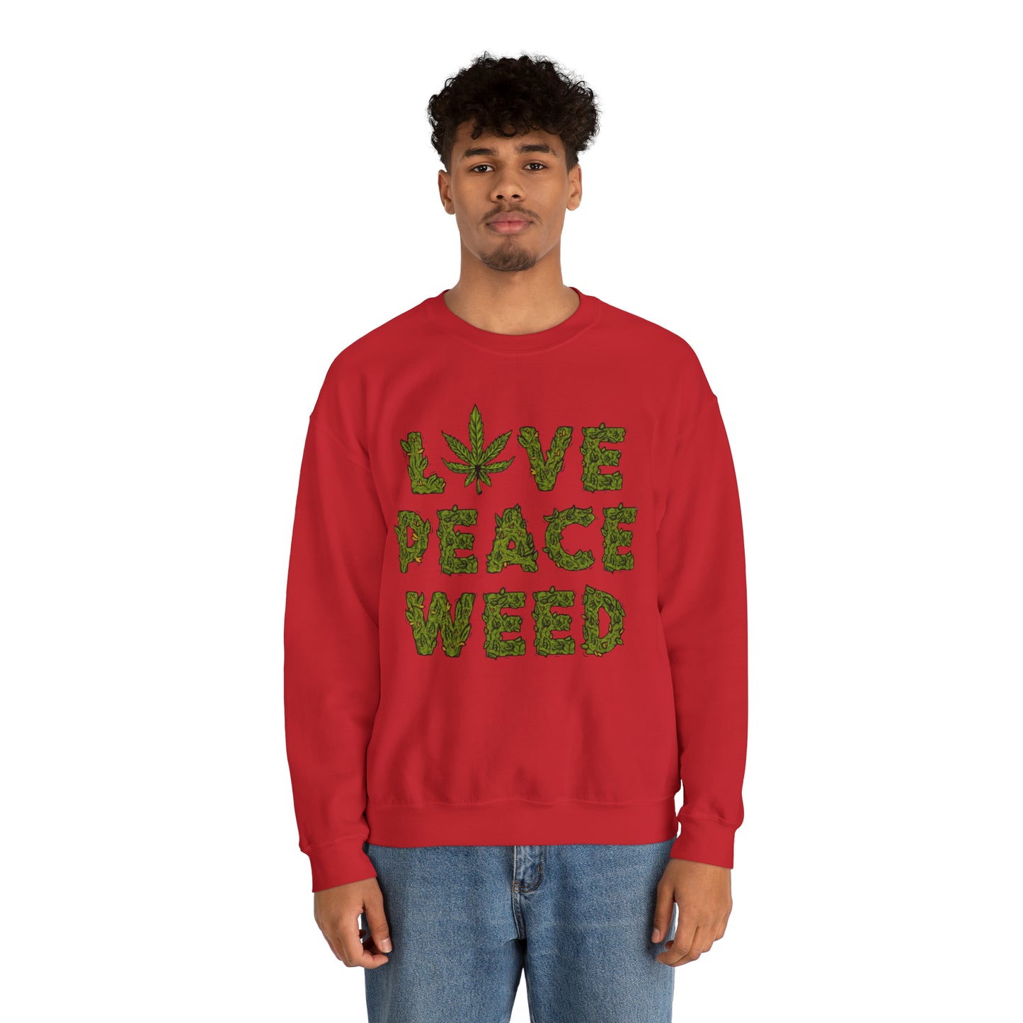 Sudadera unisex con cuello redondo Heavy Blend™ - Love Peace Weed