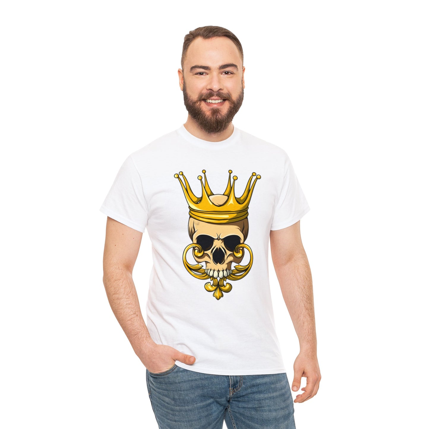 Camiseta unisex de algodón pesado - Calavera con corona dorada