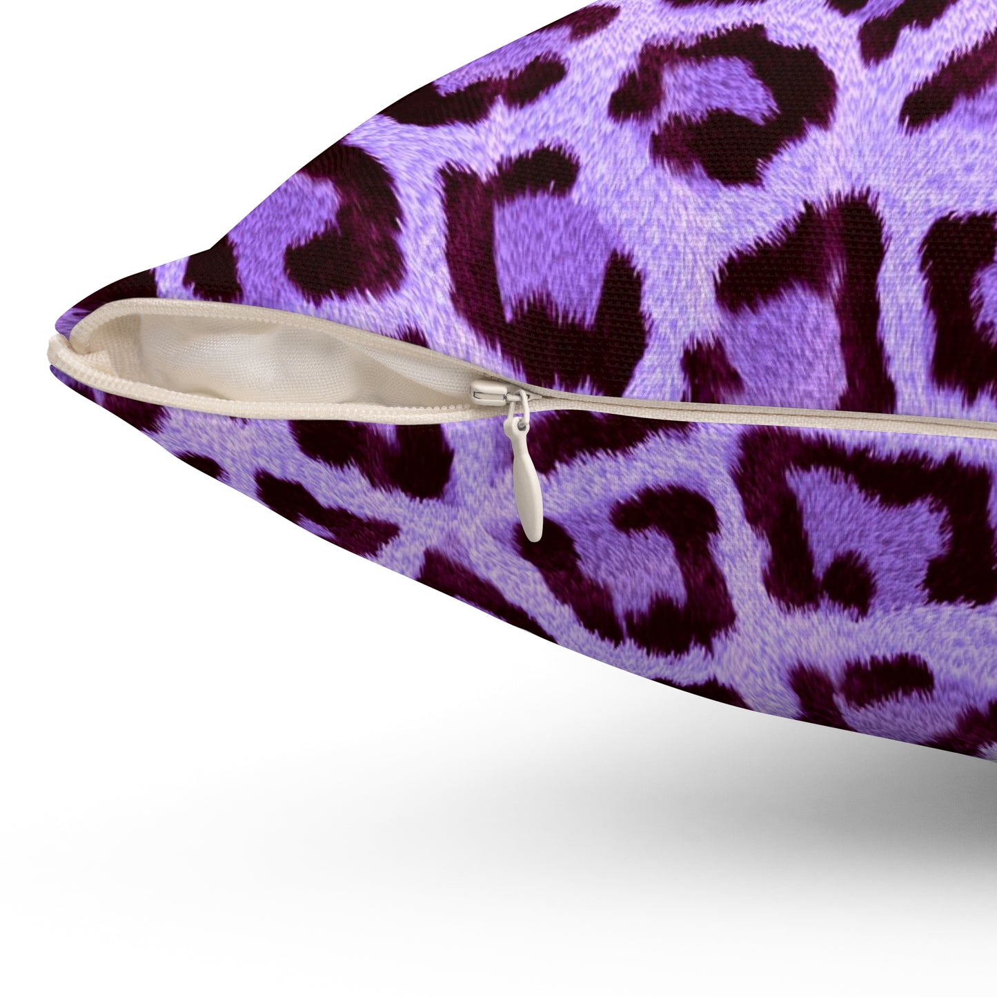 Almohada cuadrada de poliéster hilado - Textura Violeta Leopardo