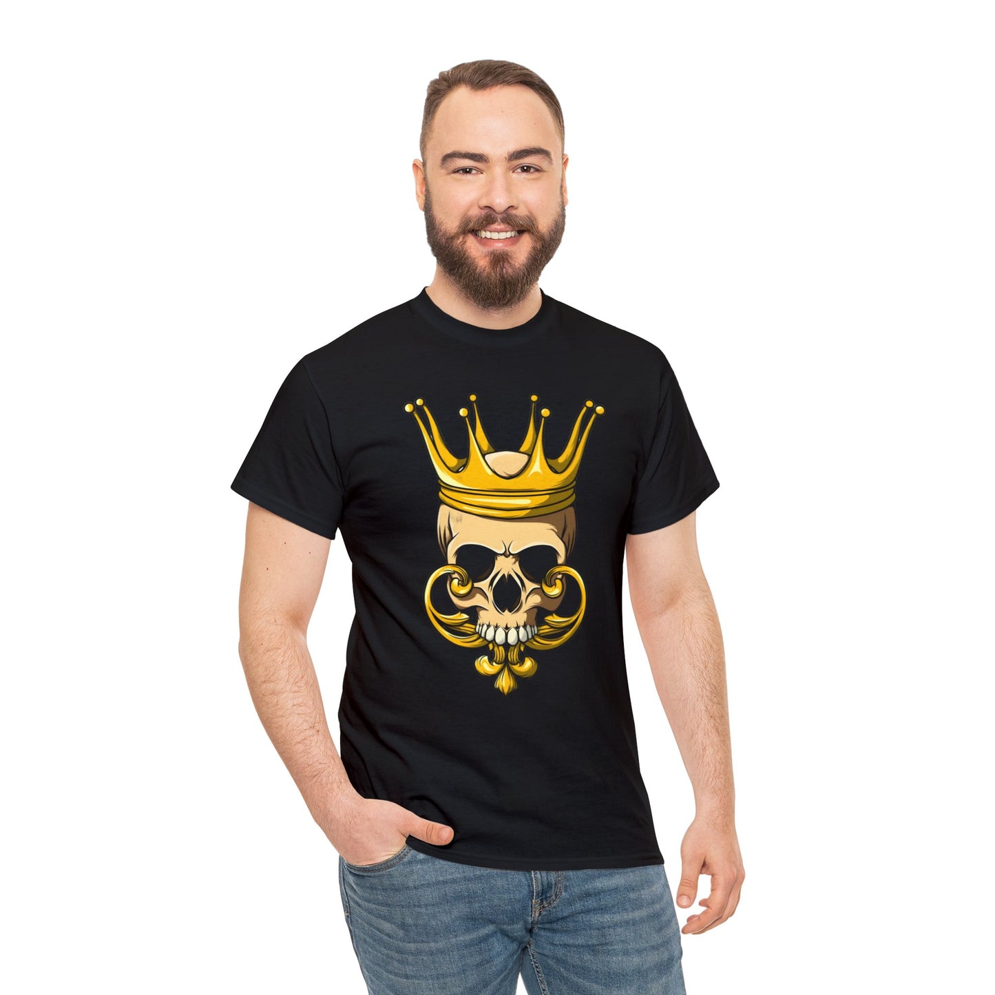 Camiseta unisex de algodón pesado - Calavera con corona dorada