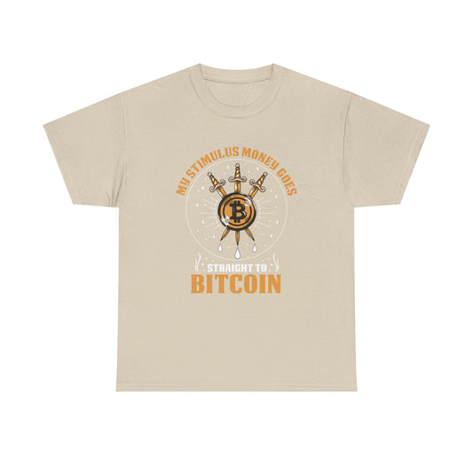 Camiseta unisex de algodón pesado - Mi dinero de estímulo va directamente a BTC
