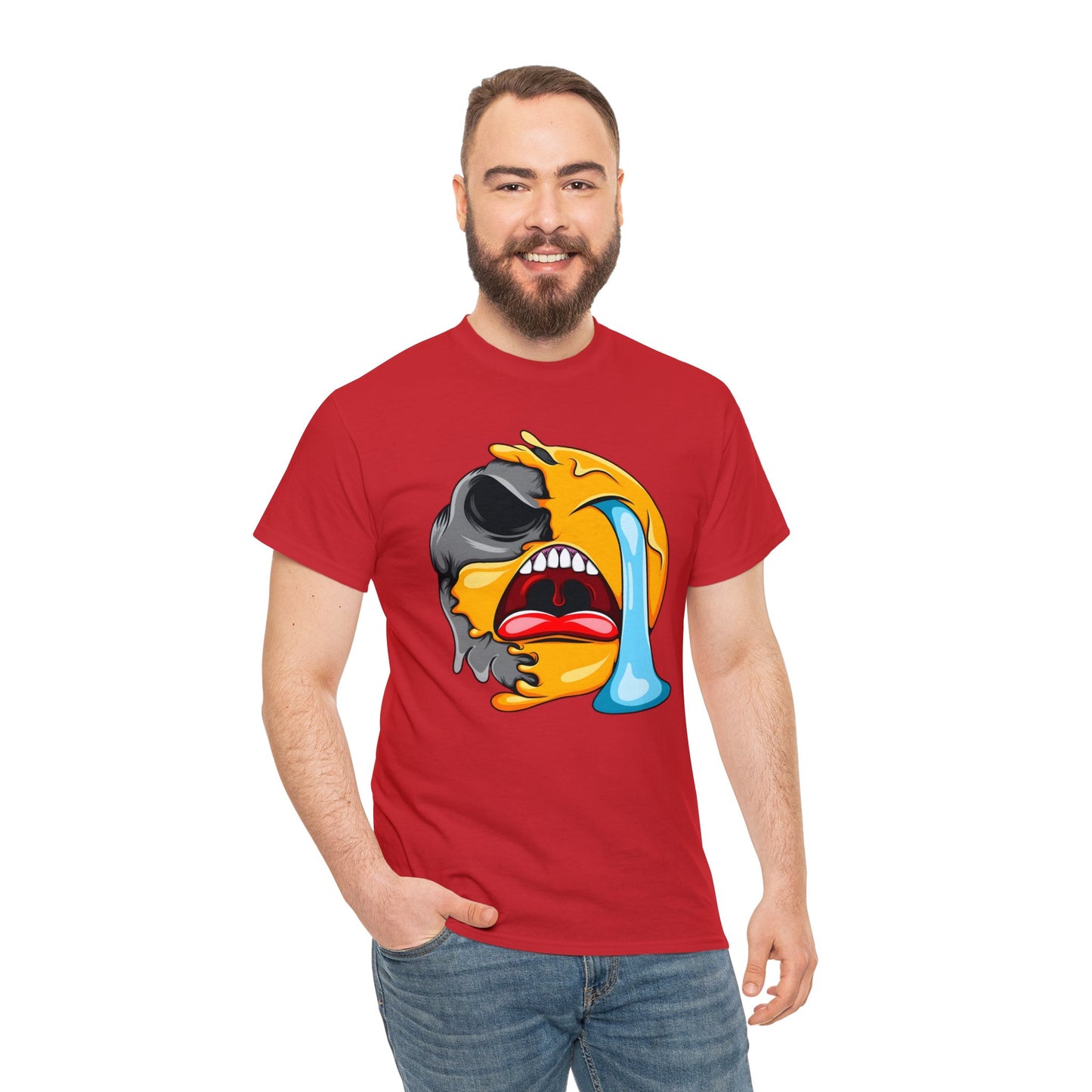 Camiseta unisex de algodón pesado - Expresión confusa con cara llorando