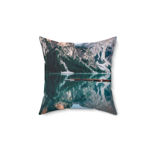 Almohada cuadrada de poliéster hilado - Dolomites Road