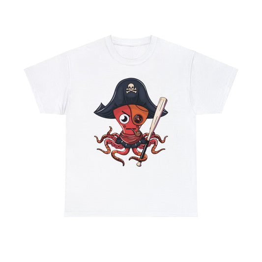 Camiseta unisex de algodón pesado - Octopus Cyborg Pirate