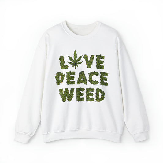 Sudadera unisex con cuello redondo Heavy Blend™ - Love Peace Weed