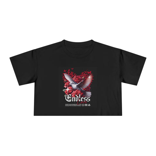 Women's Crop Tee with 'Endless' Design - Trendy Top, Comfortable Fashion, Summer Style
