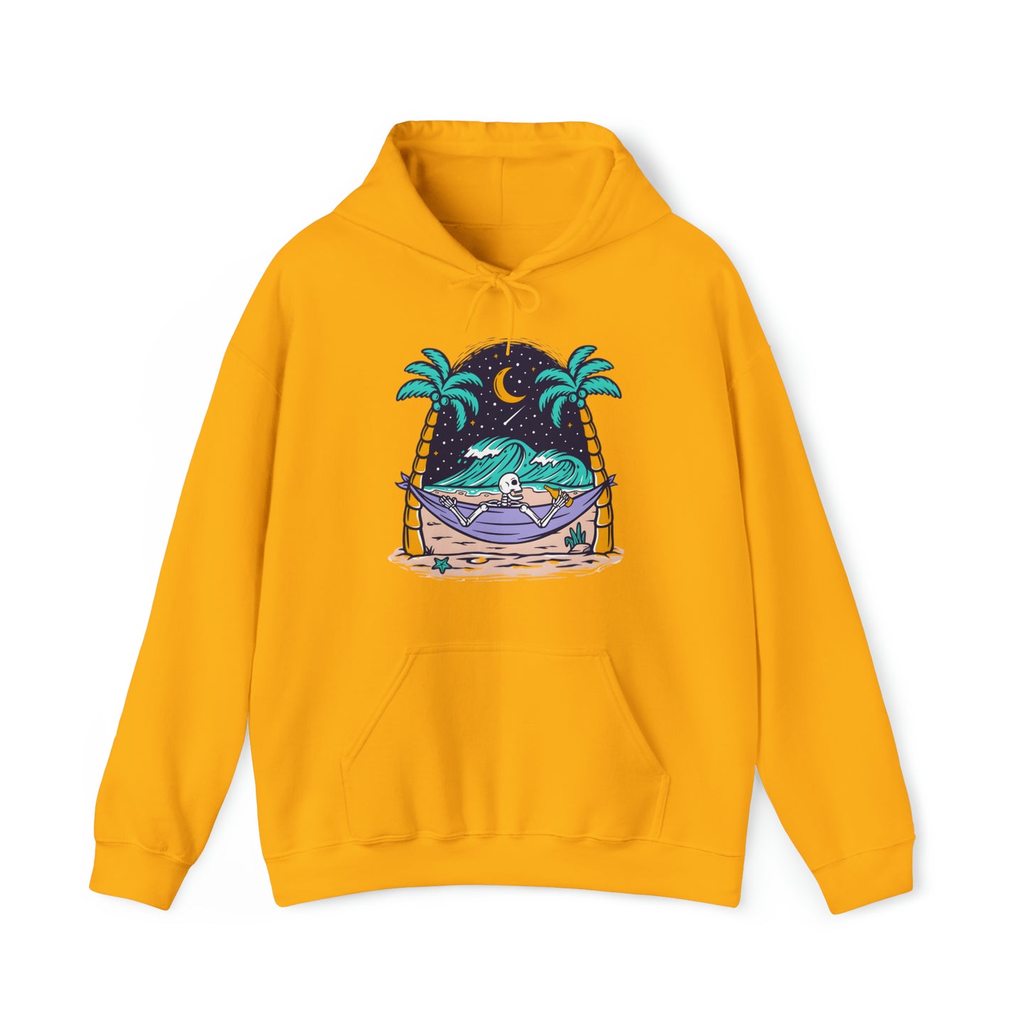 Sudadera con capucha unisex Heavy Blend™ - Calavera tomando tiempo para relajarse