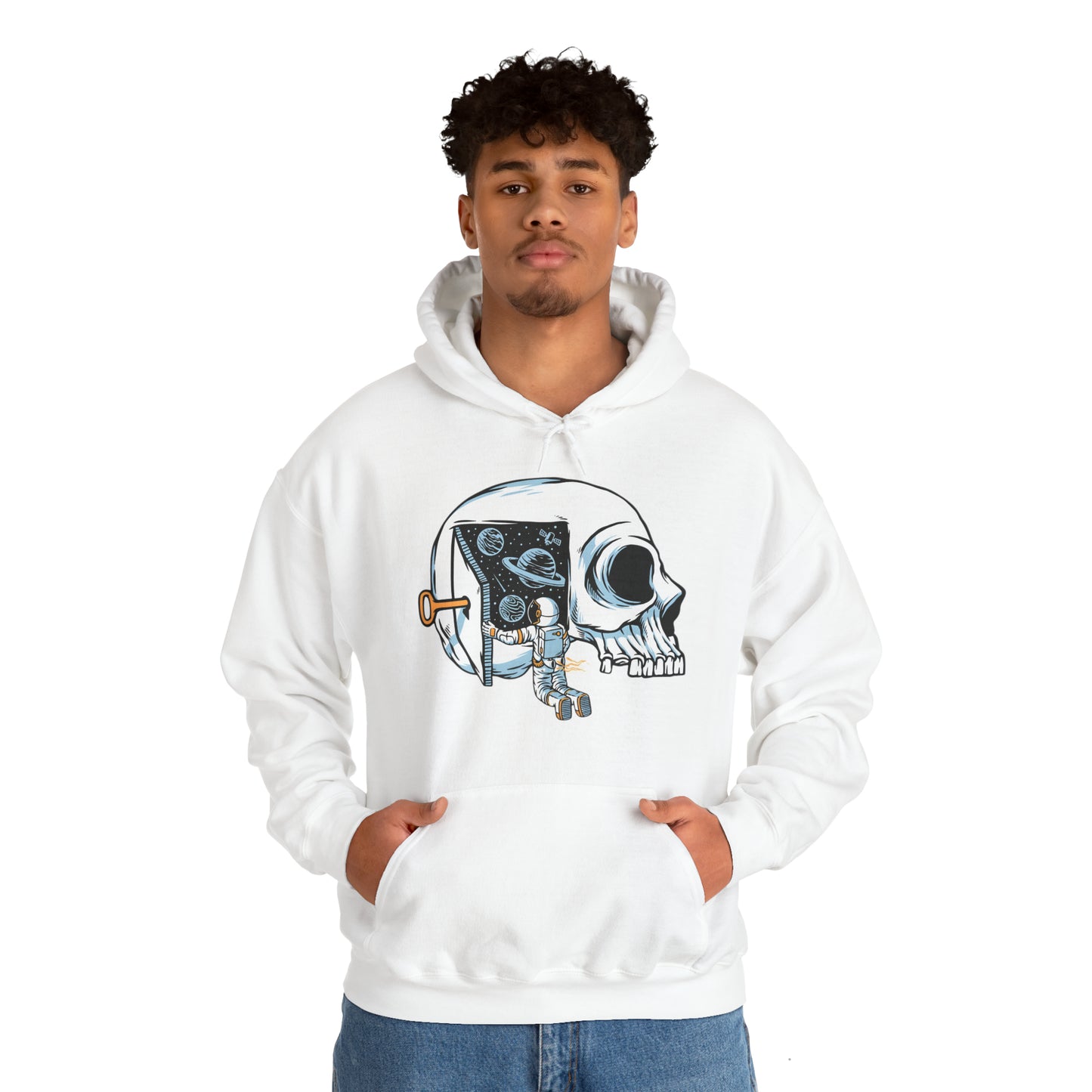 Sudadera con capucha unisex Heavy Blend™ - Los astronautas piensan en abrir las puertas del universo