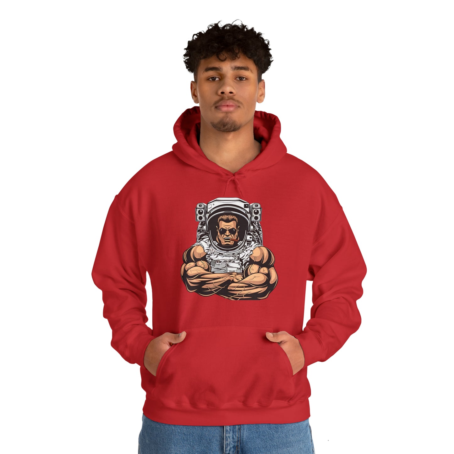 Sudadera con capucha unisex Heavy Blend™ - Culturista con traje de astronauta
