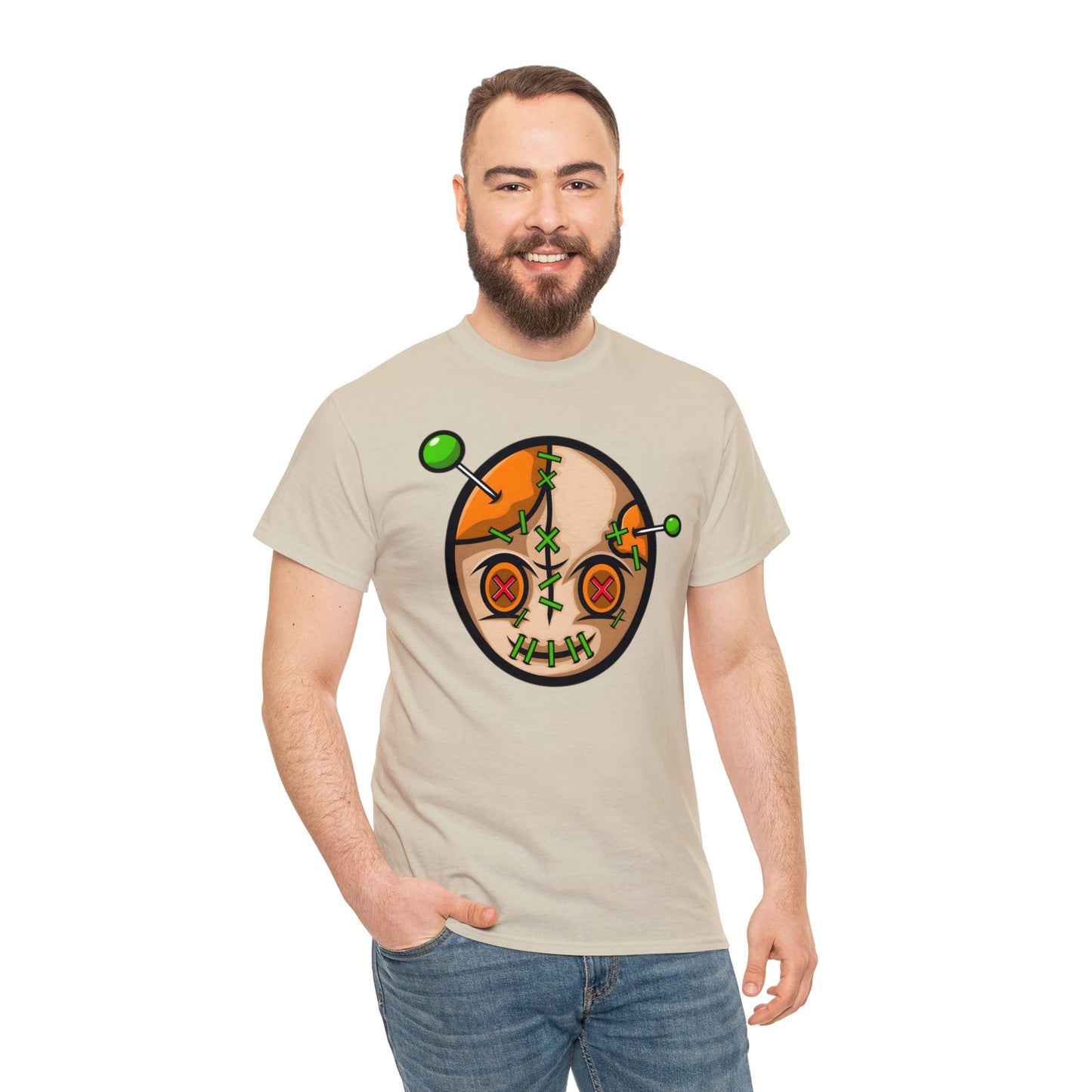 Camiseta unisex de algodón pesado - Cara vudú con alfileres