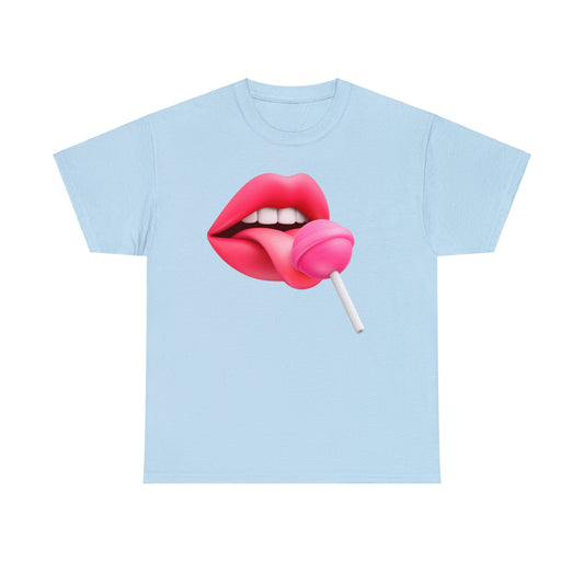 Camiseta unisex de algodón pesado - Labios femeninos sexys y lamiendo lengua