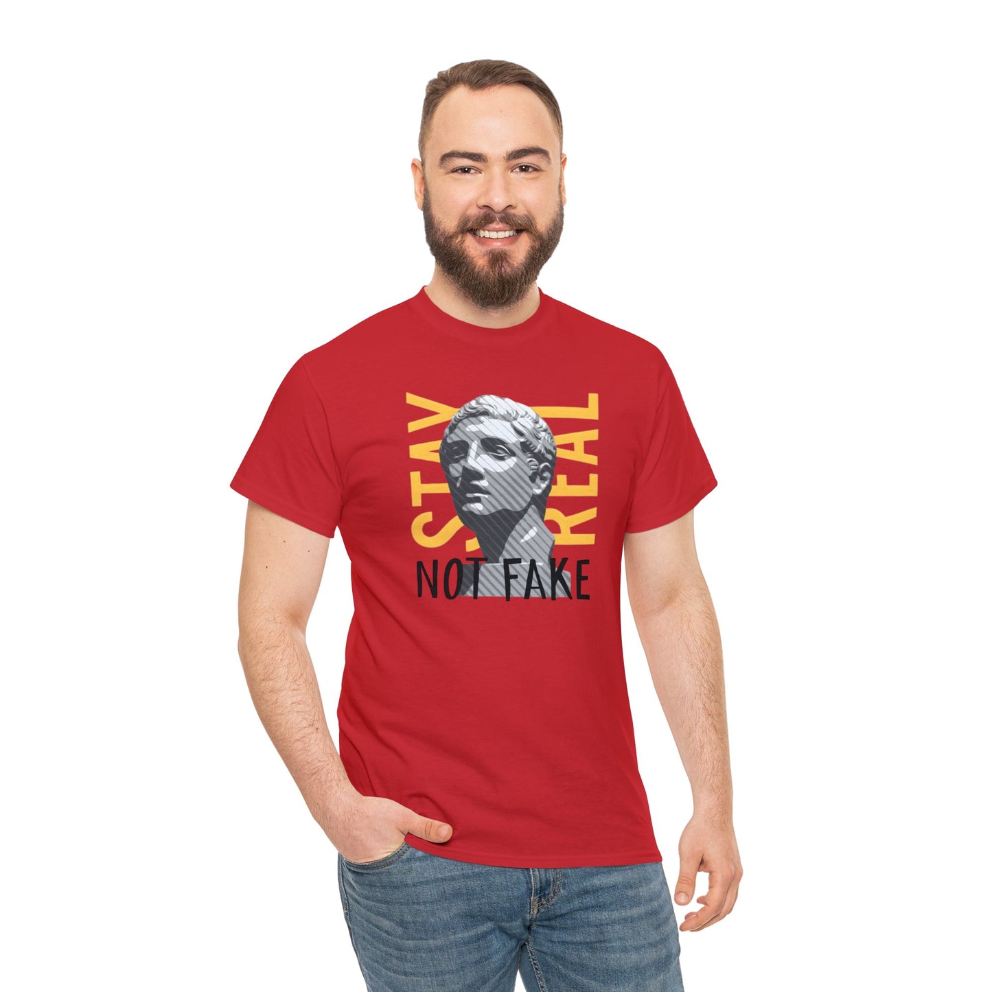 Camiseta unisex de algodón pesado - La estatua griega se mantiene real, no falsa