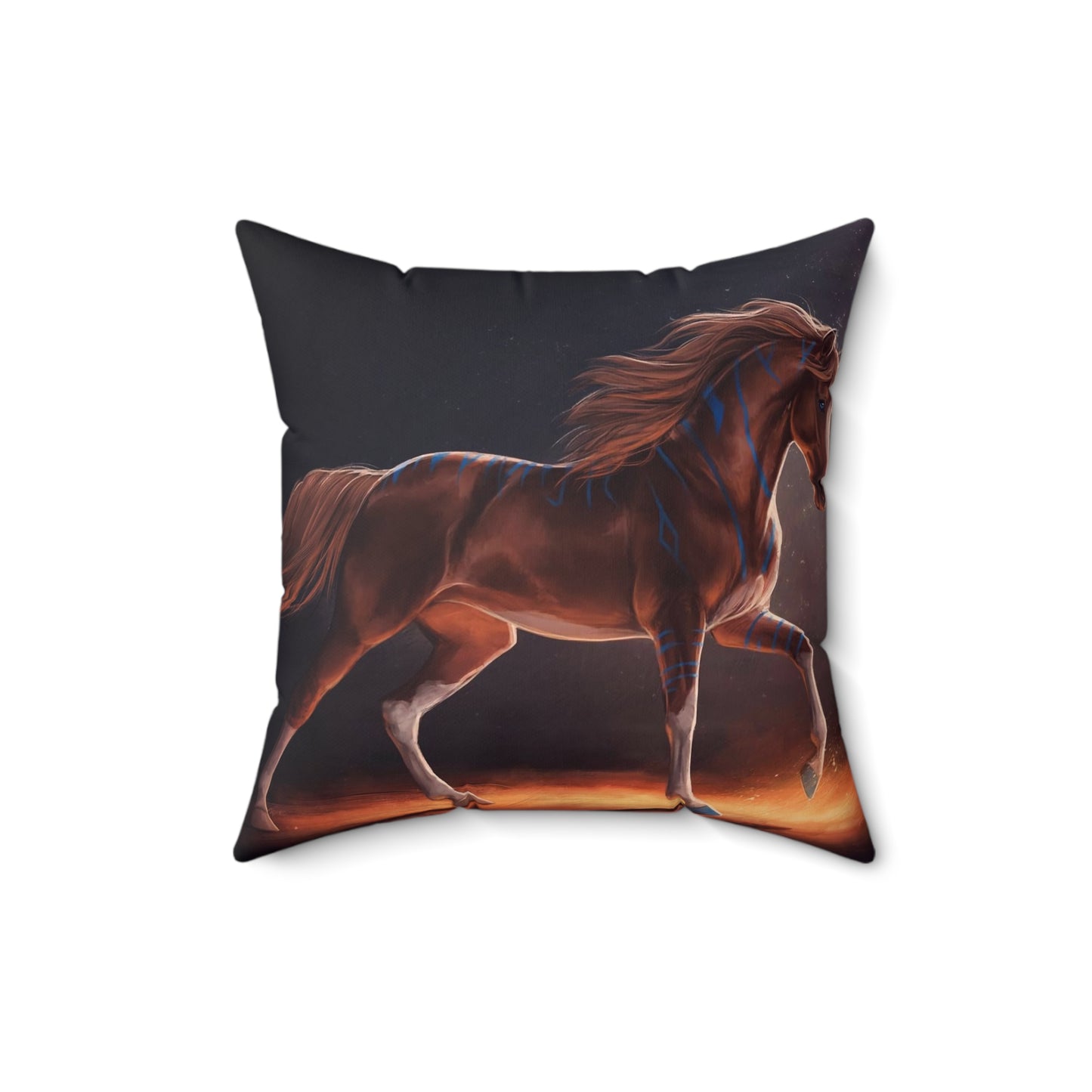 Almohada Cuadrada de Poliéster Hilado - Caballo Marrón