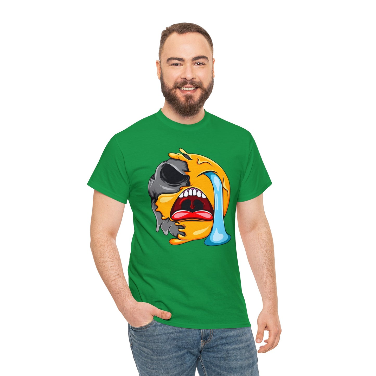 Camiseta unisex de algodón pesado - Expresión confusa con cara llorando