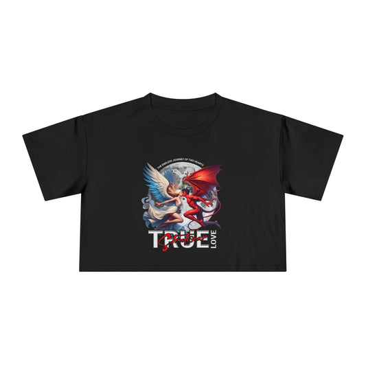 True Love Women's Crop Tee - Casual Outfit, Graphic Tee, Summer Fashion, Trendy Top
