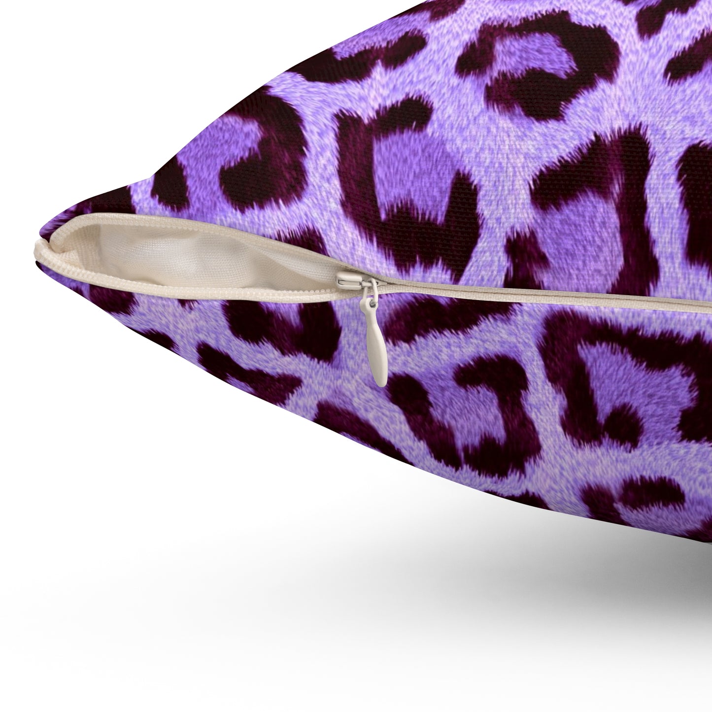Almohada cuadrada de poliéster hilado - Textura Violeta Leopardo