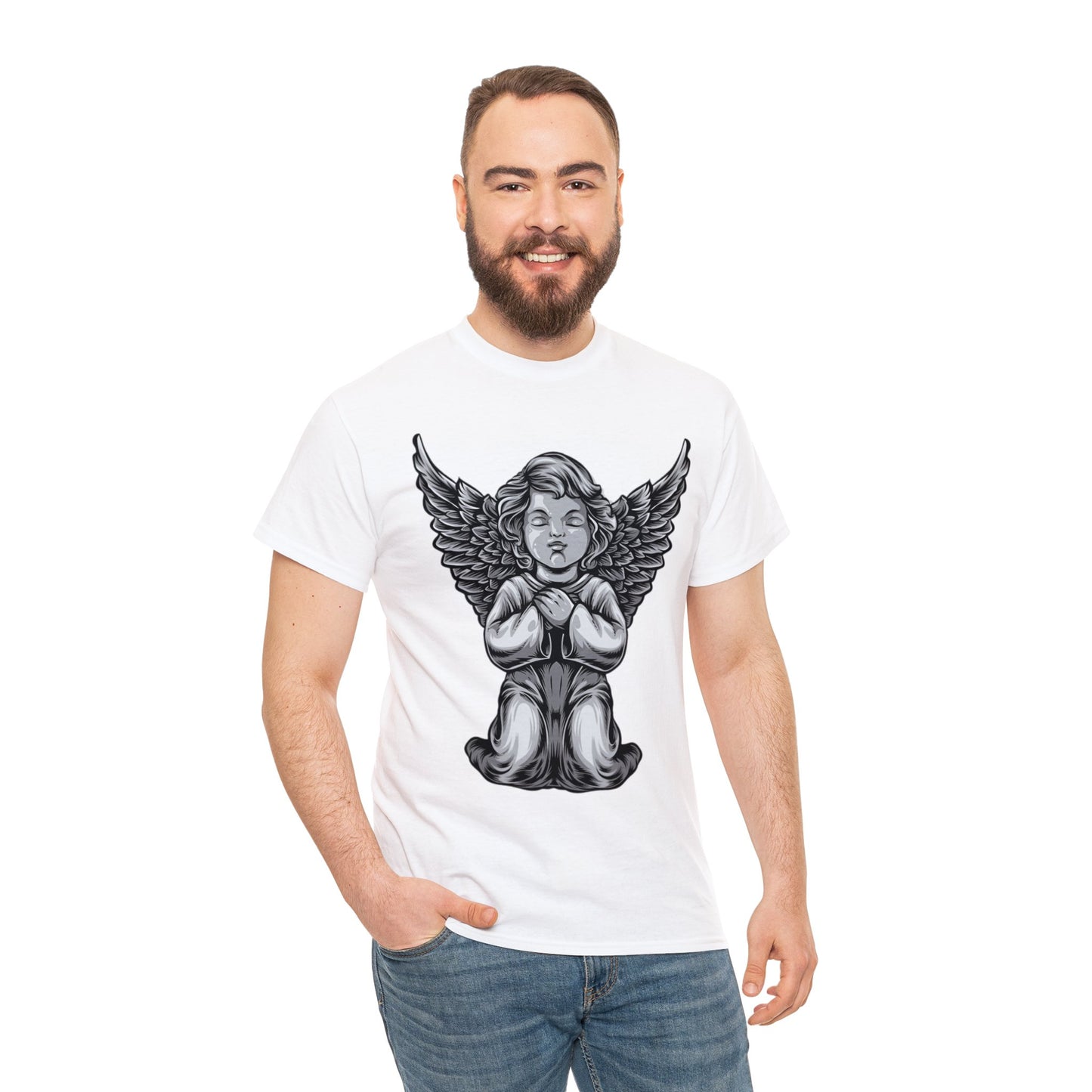 Camiseta unisex de algodón pesado - Estatua del ángel bebé
