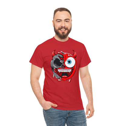 Camiseta unisex de algodón pesado - Expresión confusa con cara de diablo